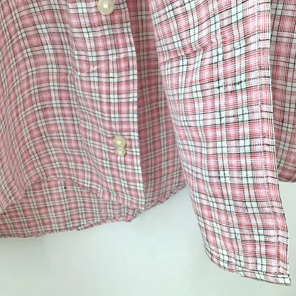 Mens Baird McNutt Irish Linen Button Down Shirt 17/35 Red Plaid Preppy Old Money - Picture 7 of 11
